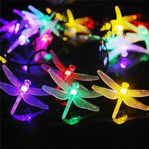 Guirlande Lumineuse Solaire 50 Led Libellule Extérieur Flash Libellule Lampe Solaire Décoration Avec 8 Modes Lumière Eclairage Etanche Pour Jardin,Terrasse,Noël Multicolore Goodnice