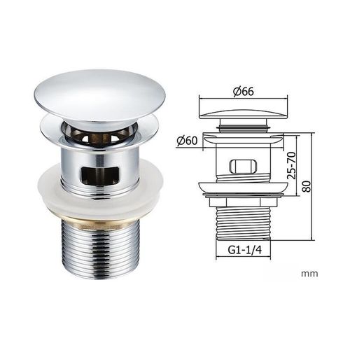 G1-1/4 Bouchon Lavabo Inox,Bonde de Lavabo Anti-Odeur Universel Pop up avec Silicone Joints, pour Vasque à Poser Bouchon Baignoire¿Modèle A Avec Trop-plein) goodnice