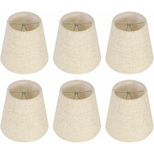 6 Pièces Abat-Jour Applique Lustre Clip Sur Abat-Jour E14 Vis Lin Petit Abat-Jour Pour Lampes De Table Goodnice