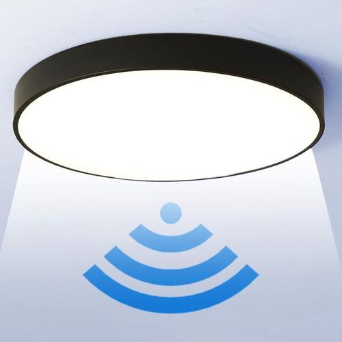 Plafonnier Led Avec Détecteur De Mouvement, 24w 5000k Rond Lampe Plafond Led Détecteur De Mouvement Radar Pour Exterieur Intérieur Escalier Salle De Bains Garage Couloir, 30cm Goodnice