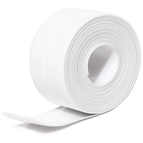 Joint d'étanchéité en silicone pour salle de bain, bande d'étanchéité Bande auto-adhésive imperméable en PE pour baignoire, douche, WC, cuisine, évier, sol, mur, protection des angles - blanc goodnice