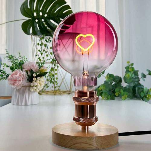 Ampoule Led Grand Globe Edison Ampoule G125 Rose Couleur Coeur Filament 2w Dimmable Spécialité Ampoule Décorative 220-240v E27 Goodnice