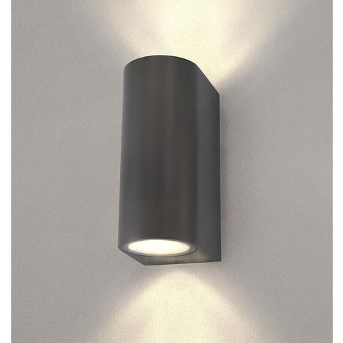 Applique Murale Extérieure Led Gris Sable/Anthracite Rond Double Face 2x Gu10 Up And Down Applique Murale Angle De Faisceau Réglable Ip54 Goodnice