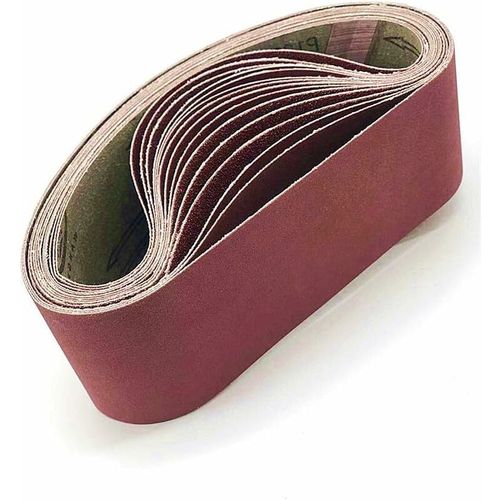 Bande Abrasive 100 x 915 mm Assortie pour Ponceuse à Bande - Lot de 10 (2 x Grain 40/80/120/180/320 Chacun) goodnice