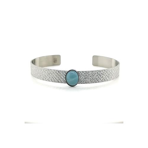 Bracelet Jonc Zag Bijoux Acier Amazonite