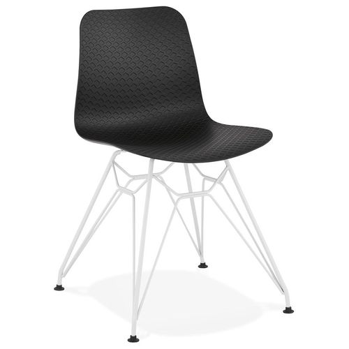 Chaise Moderne 'gaudy' Noire Avec Pied En Métal Blanc