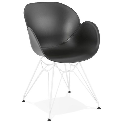 Chaise Moderne 'fidji' Noire Avec Pieds En Métal Blanc
