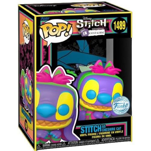 Figurine Funko Pop - Lilo Et Stitch [Disney] N°1489 - Stitch En Chat Du Cheshire - Black Light (84823)