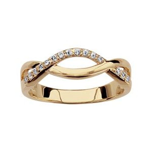 Bague Plaqué Or Tresse Oxydes Blancs Sertis