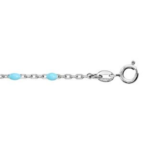 Bracelet Argent Rhodié Olives Résine Turquoise Imitation 15+3cm