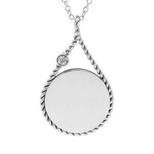 Collier Acier Pendentif Rond Perlé 38+7cm