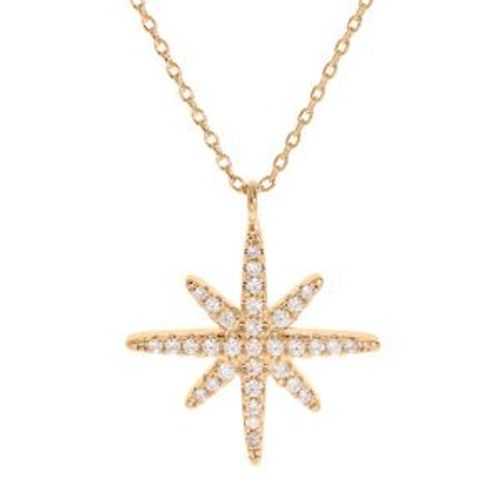 Collier Plaqué Or Pendentif Étoile Oxydes Blancs Sertis 40+4cm
