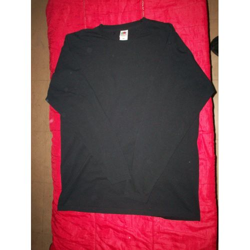 T-Shirt Noir Manches Longues Fruit Of The Loom Xl