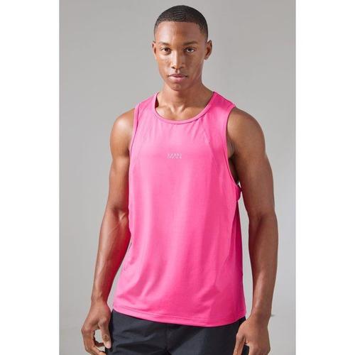 Man Active Mesh Panelled Vest Homme - Rose - Xxl, Rose