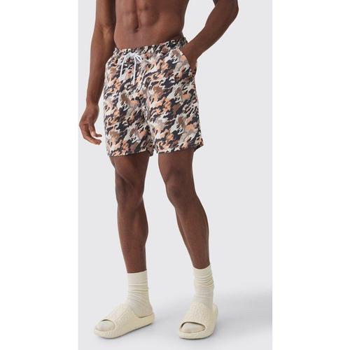 Mid Length Brown Camo Swim Short Homme - Marron - Xs, Marron