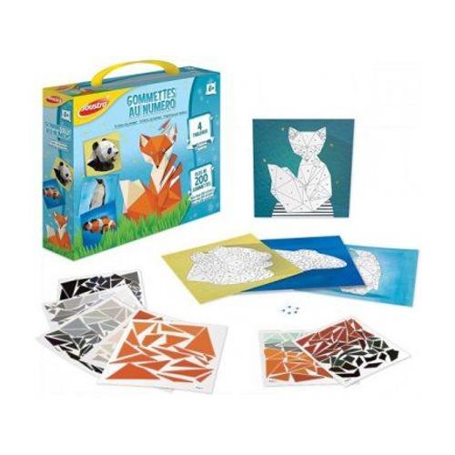 Coffret Gommettes Au Numero 4 Tableaux Animaux - Kit Creatif Enfant - Stickers, Autocollants Mosaïque