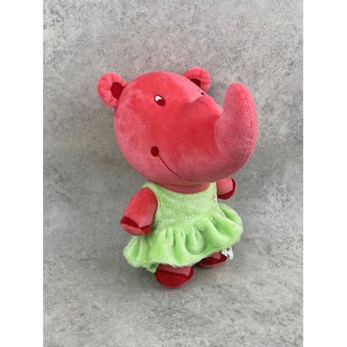 Peluche Doudou 25cm Rhinoceros Rose En Robe Verte Ti' Lidou Malin  Plush