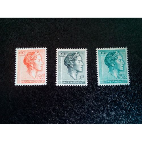 Timbre Luxembourg Yt 580c - 585b - 586a Grande-Duchesse Charlotte 1964 ( 031004 )