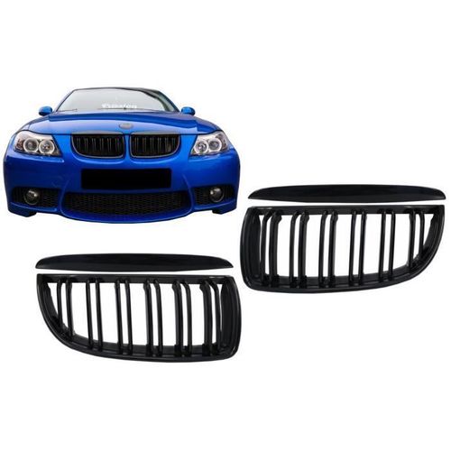 Calandre Avant Pour Bmw E90 Pre-Lci 3er 05-08 Double Stripe M Design Noir Grilles