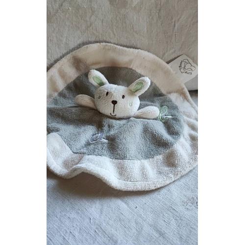 Doudou Lapin Gris Blanc King Bear