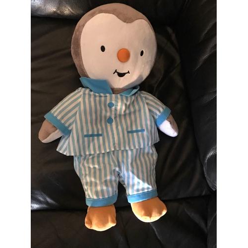 Jemini T'choupi Peluche Range Pyjama 50cm Rayé Bleu Et Blanc 