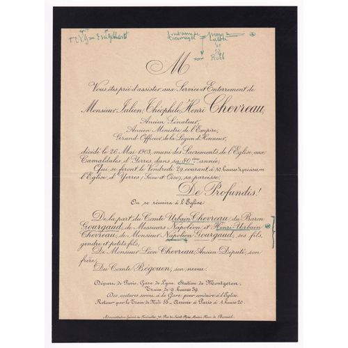 Julien Théophile Henri Chevreau Comte Urbain Chevreau Baron Gourgaud Comte De Bégouen Second Empire