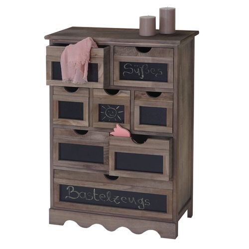 Commode Ermelo, Armoire À Tiroirs Avec Tableau, Style Shabby, Vintage 87x60x30cm   Marron