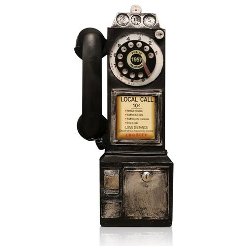 Modèle de téléphone Vintage-L 3.74 ""x L 2.95"" x H11.4, accessoires de téléphone fixe antiques noirs, décoration murale en résine à l'ancienne, rotative