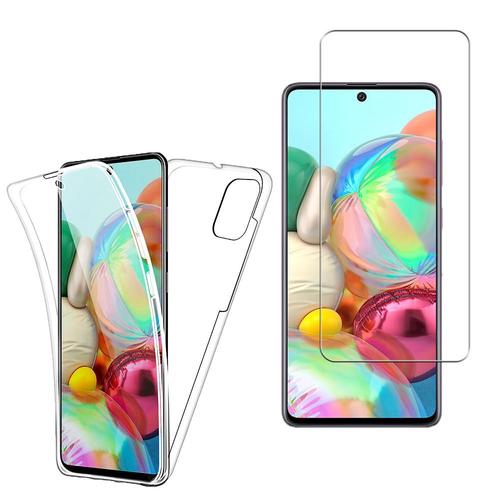Coque Avant Et Arrière Silicone Pour Samsung Galaxy A71 6.7" 360° Protection Intégrale - Transparent + 1 Film Verre Trempé - Transparent