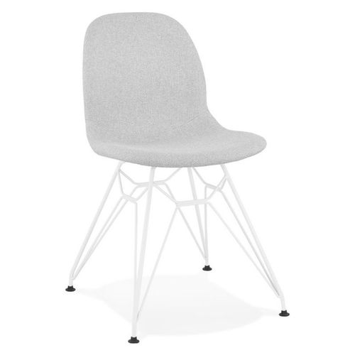 Paris Prix - Chaise Design En Tissu "Quebec" 83cm Gris & Blanc