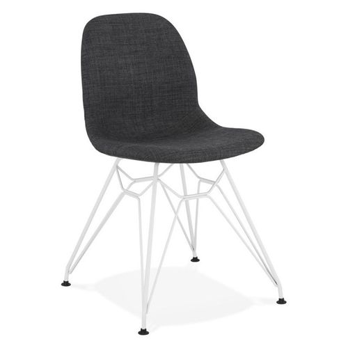 Paris Prix - Chaise Design Tissu "Sandes" 83cm Gris & Blanc