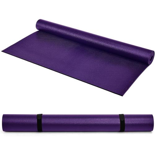Violet Violet Grand Tapis De Yoga, 183 X 122 Cm, 8 Mm D'épaisseur, Tapis De Fitness Antidérapant, Tapis D'exercice Pliable, Avec 2 Sangles Velcro, Pour Yoga, Pilates, Étirements, Fitness
