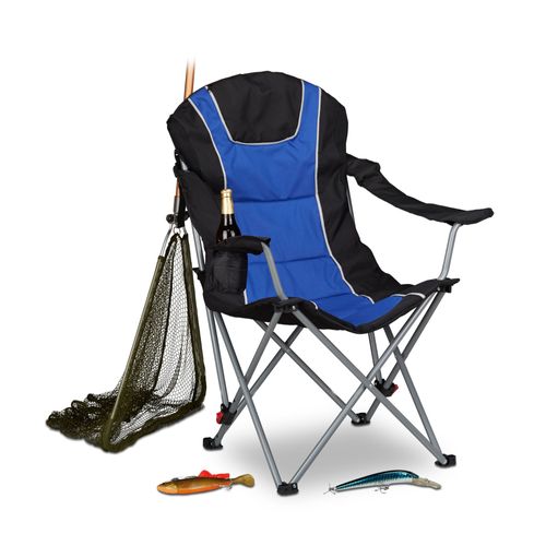 Relaxdays Chaise De Camping Pliable Fauteuil De Pêche Rembourré Porte-Boissons Dossier