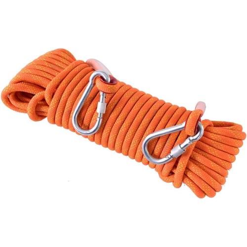 Orange Cordes D¿Escalade 32ft 66ft 115ft 148ft 459ft De Long Professionnel Corde 18mm 31 Kn Escape Haute Résistance À La Corde Avec 2 Mousquetons Pour Activités De En Extérieur