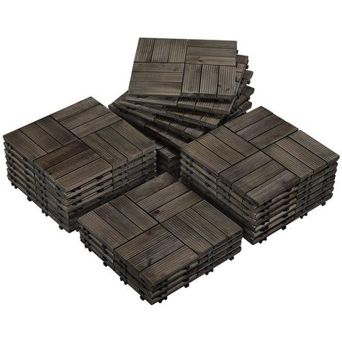 Yaheetech Lot de 27 Caillebotis Bois Exterieur Dalles de Terrasse en Bois Composite avec Système d’Emboîtement Revêtement de Sol Extérieur Intérieur 30 x 30 cm Noir