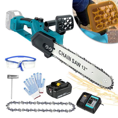Tronçonneuse Brushless sans fil Légère, Auto lubrification Avec 1 batteries*5.5AH + Chargeur - Compatible avec batteries Makita