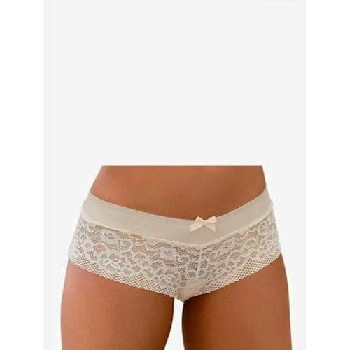 Panty Féminin En Dentelle Aspect Résille - - Crème