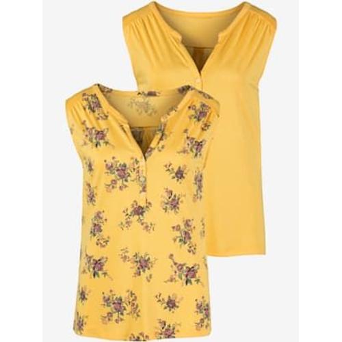 Débardeur Lot De 2 : Imprimé Floral Et Uni - - Jaune