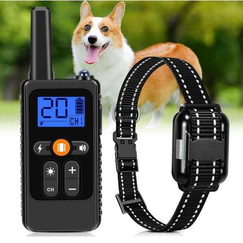 Collier De Dressage Pour Chien, Portée De 800m, Collier Électrique Pour Chien Avec Télécommande Bip Vibration Choc, Ipx67 Résistant À L’Eau, Adapté Aux Chiens De Petites Et Moyennes Tailles