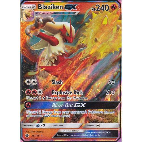 Carte Pokemon - Blaziken Gx ( Brasegali Gx ) - 28/168 - Ultra Rare - Soleil Et Lune 7 Tempete Célèste - Version Anglaise