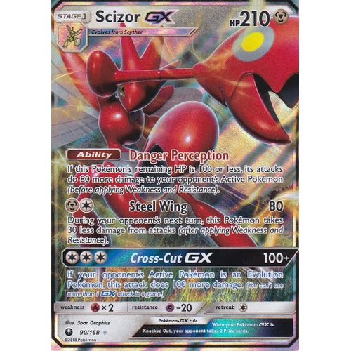 Carte Pokemon - Scizor Gx ( Cizayox Gx ) - 90/168 - Ultra Rare - Soleil Et Lune 7 Tempete Célèste - Version Anglaise