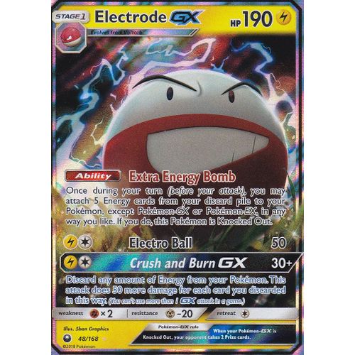 Carte Pokemon - Electrode Gx ( Electrode Gx ) - 48/168 - Ultra Rare - Soleil Et Lune 7 Tempete Célèste - Version Anglaise