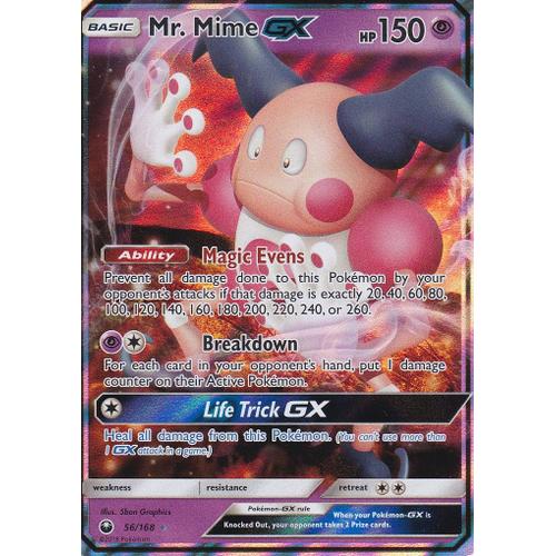 Carte Pokemon - Mr.Mime Gx ( Mr.Mime Gx ) - 56/168 - Ultra Rare - Soleil Et Lune 7 Tempete Célèste - Version Anglaise