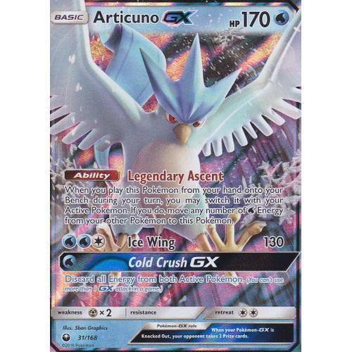 Carte Pokemon - Articuno Gx ( Artikodin Gx ) - 31/168 - Ultra Rare - Soleil Et Lune 7 Tempête Célèste - Version Anglaise