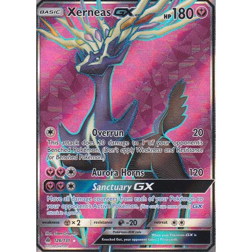 Carte Pokemon - Xerneas Gx ( Xerneas Gx ) - Ultra Rare En Full Art - 126/131 - Soleil Et Lune 6 Lumière Interdite - Version Anglaise