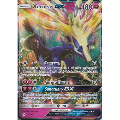 Carte Pokemon - Xerneas Gx - Ultra Rare - 90/131 - Soleil Et Lune 6 Lumière Interdite - Version Anglaise