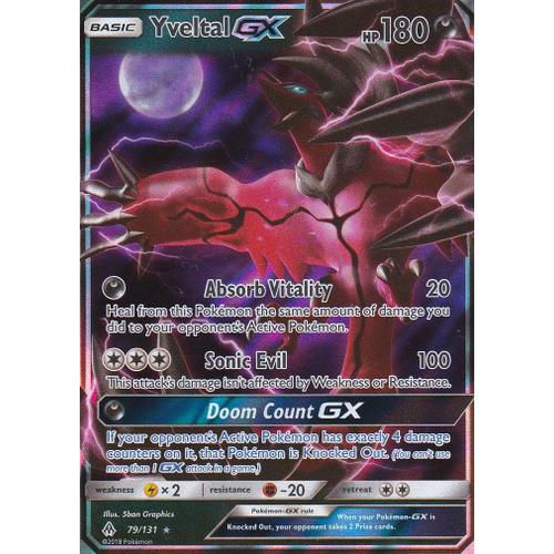 Carte Pokemon - Yveltal Gx ( Yveltal Gx ) - Ultra Rare - 79/131 - Soleil Et Lune 6 Lumière Interdite - Version Anglaise