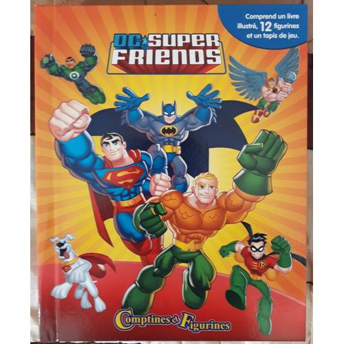 Dc Comics Super Friends 12 Figurines Et Un Tapis De Jeu - Livre Cartonné De 10 Pages -