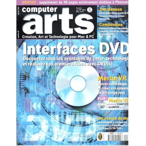 Computer Arts N°30 Graphisme: Interface Dvd, Merlin Vr, Photoshop 6