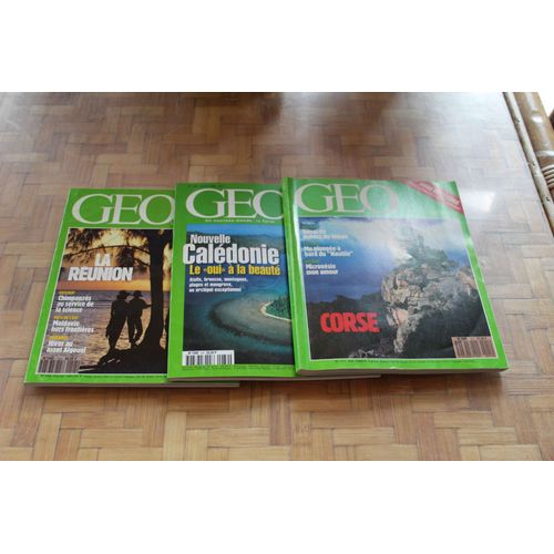 Lot De 3 Revues Geo Sur 3 Isles Francaises:Reunion,Corse, Nouvelle Caledonie